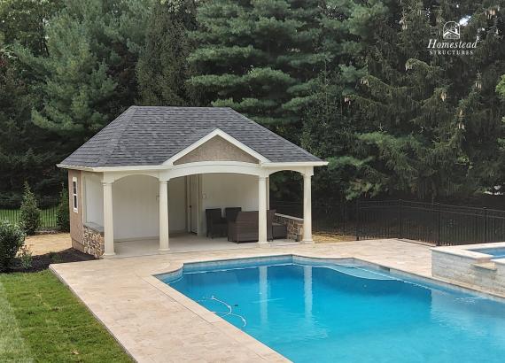18' x 20' Avalon Pool House with Hip Roof & Stucco in Wayne PA