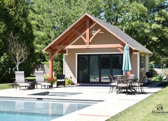 18' x 22' Century Pool House with Timber Frame Pavilion - Gwynedd Valley PA