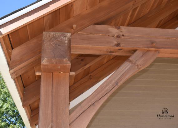 Timber Frame braces on 18' x 22' Century Pool House with Timber Frame Pavilion - Gwynedd Valley PA