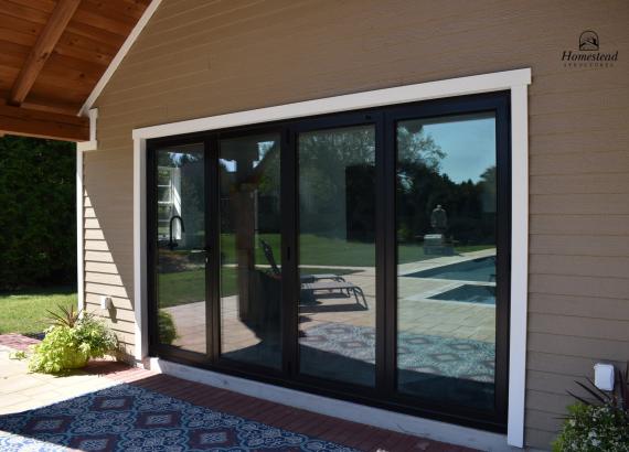 Origin Bi=-Fold Doors on 18' x 22' Century Pool House with Timber Frame Pavilion - Gwynedd Valley PA