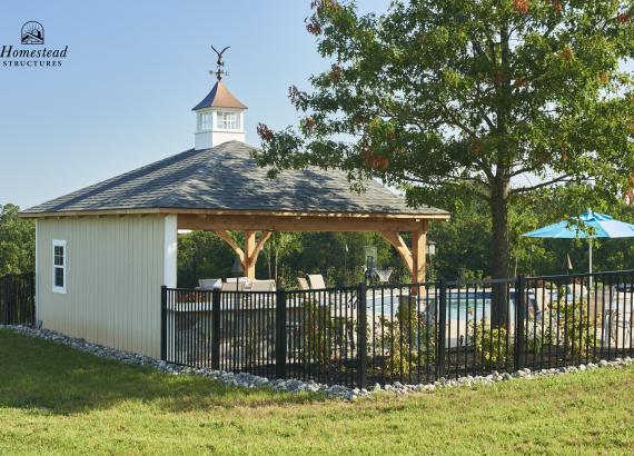 Back view of an 18' x 22 Custom Avalon with Timberframe Rafters in Woodbine, MD