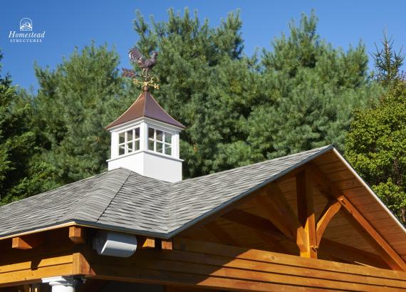 Cupola and gable of 18' x 22' Timber Frame Avalon Pool House in Wayne PA