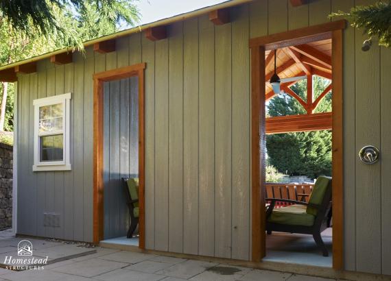 Back of 18' x 22' Timber Frame Avalon Pool House in Wayne PA