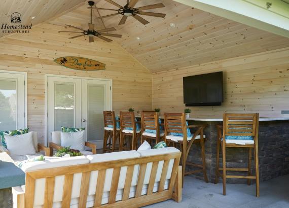 Under the pavilion area of 18' x 24' Hip Roof Avalon Pool House in Harleysville PA