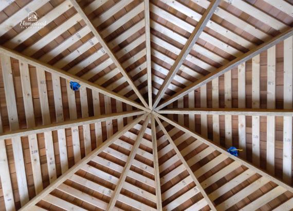 Ceiling view of 19' Garden Belle Hexagonal Shed in Reading PA