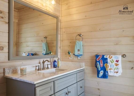 Bathroom vanity of 20' x 18' A-Frame Avalon Pool House in Gilbertsville PA