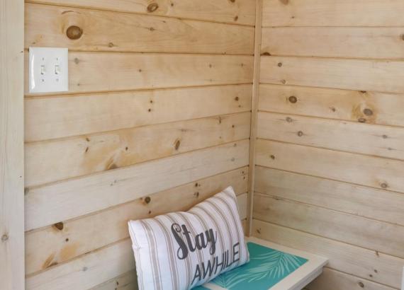 Changing room & Bathroom of 20' x 18' A-Frame Avalon Pool House in Gilbertsville PA