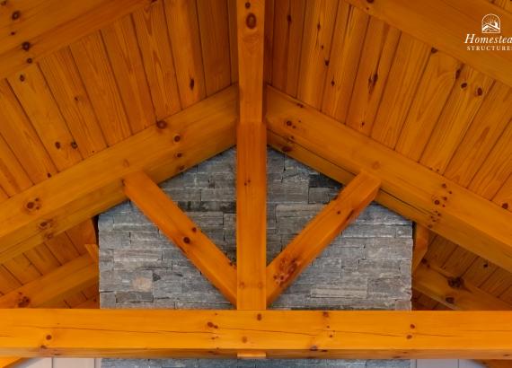 Timberframe accents in Attached 20' x 20' Timber Frame Pavilion with Timbertech Deck in Royersford