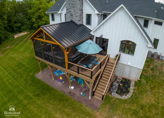 Attached 20' x 20' Timber Frame Pavilion with Timbertech Deck in Royersford