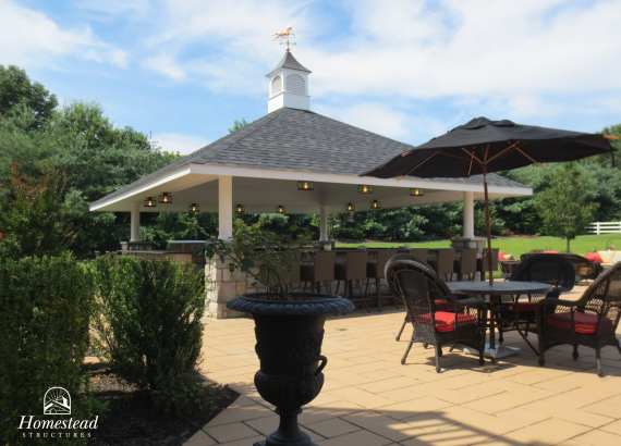 20' x 20' Custom Vintage Pavilion with bar and outdoor kitchen