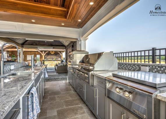 Danver Stainless Steel Cabinets in Galley Kitchen in 20' x 20' Vintage Pavilion