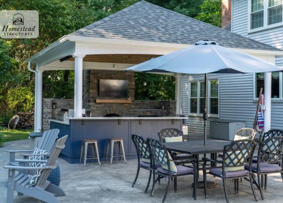 20' x 20' Vintage Pavilion with Fireplace & Outdoor Kitchen in Doylestown PA