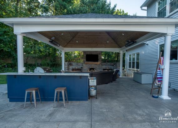 20' x 20' Vintage Pavilion with Fireplace & Outdoor Kitchen in Doylestown PA