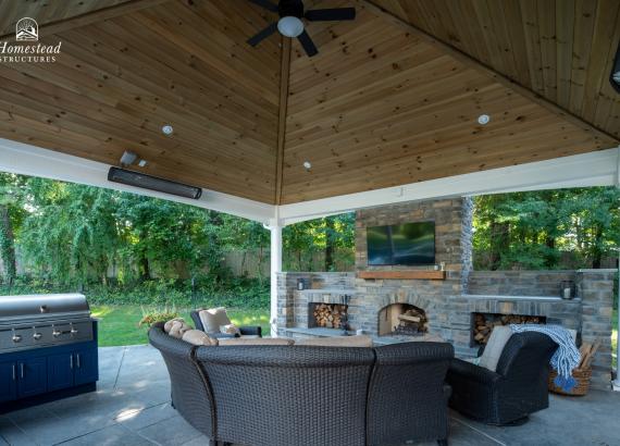 20' x 20' Vintage Pavilion with Fireplace & Outdoor Kitchen in Doylestown PA