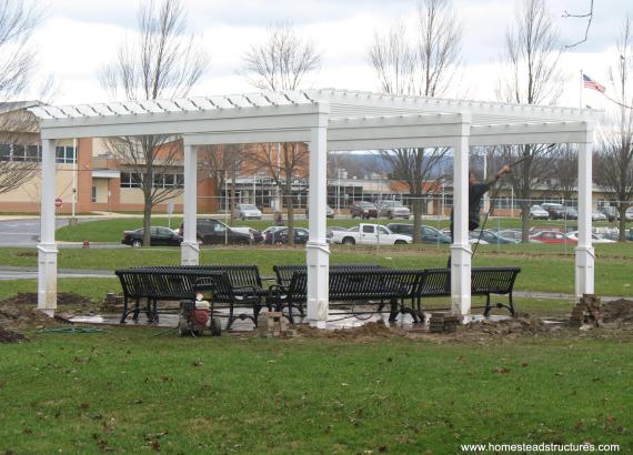 20 x 20 white pergola for Manheim Central High School