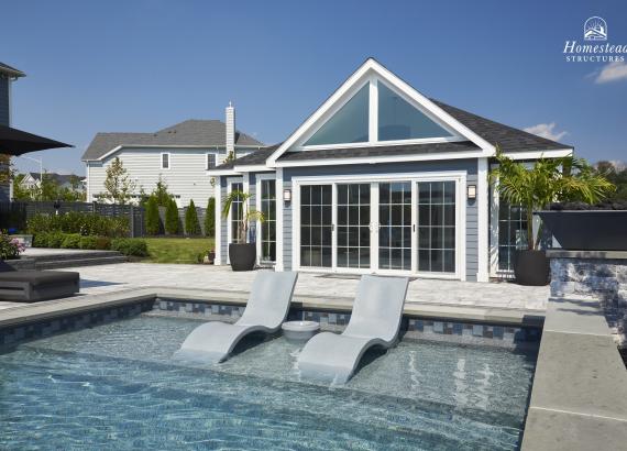 20' x 22' Custom Hip Roof Pool House with Dormer in Mahweh NJ