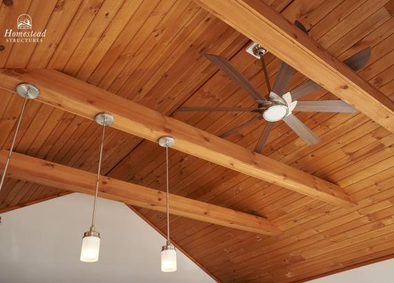 Ceiling and light fixtures of 20' x 22' Custom Liberty A-Frame Pool House in Downingtown PA