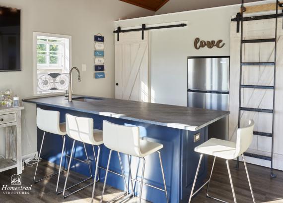 Interior view of Kitchen counter of 20' x 22' Custom Liberty A-Frame Pool House in Downingtown PA