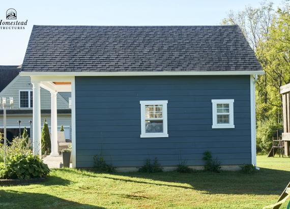 Exterior side view of 20' x 22' Custom Liberty A-Frame Pool House in Downingtown PA