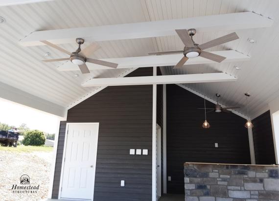 Exposed beams wrapped in MiraTec on 20' x 24' A-Frame Avalon Pool House