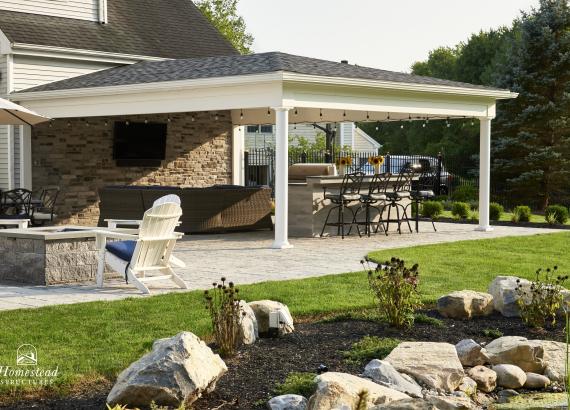 20' x 2' Attached Vintage Pavilion with Outdoor Kitchen in Bridgewater, New Jersey