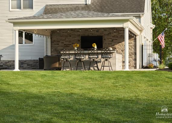 20' x 2' Attached Vintage Pavilion with Outdoor Kitchen in Bridgewater, New Jersey