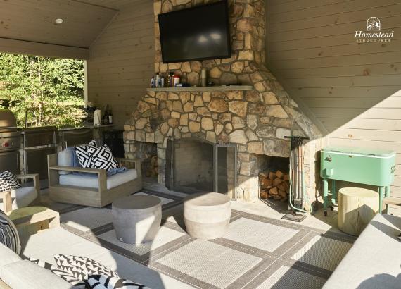 Built-in Stone Fireplace