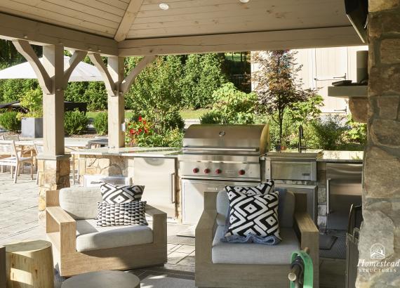 Outdoor Kitchen Bar with Grill, Fridge & Sink