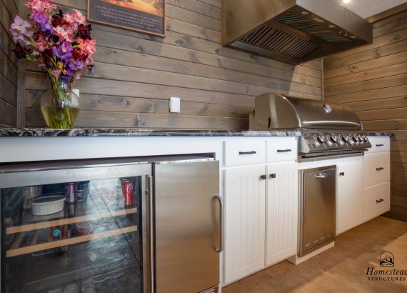 Outdoor Kitchen with Everlast cabinets in a 20' x 25' A-Frame Avalon Pool House with Outdoor Kitchen in Limerick, PA