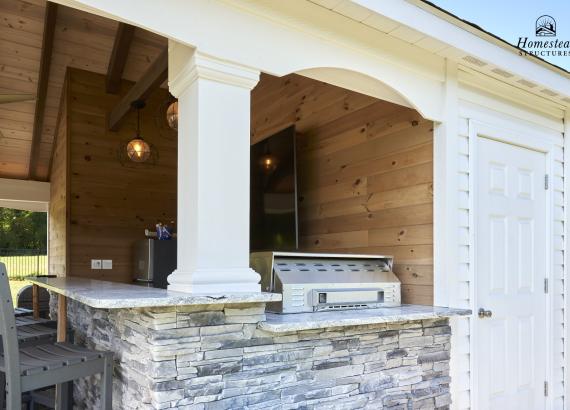 Bar counter of 20' x 30' A-Frame Avalon Pool House in Catharpin VA