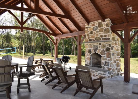 20' x 32' Timber Frame Pavilion with fireplace in Oxford PA