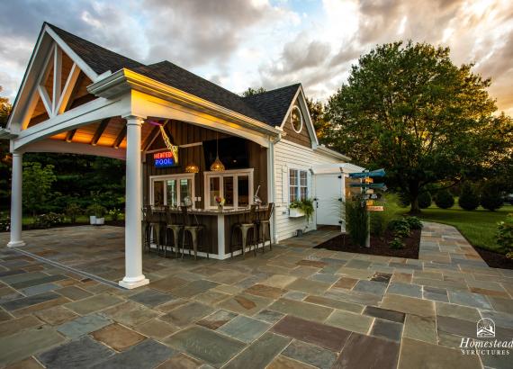 Custom 20' x 40' Avalon Pool House with outdoor kitchen in Shenandoah Junction, WV