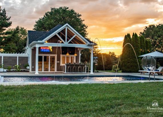 Custom 20' x 40' Avalon Pool House with outdoor kitchen in Shenandoah Junction, WV