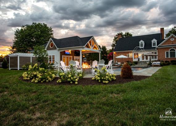 Custom 20' x 40' Avalon Pool House with outdoor kitchen in Shenandoah Junction, WV