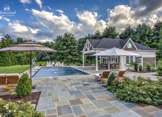 Custom 20' x 40' Avalon Pool House with outdoor kitchen in Shenandoah Junction, WV