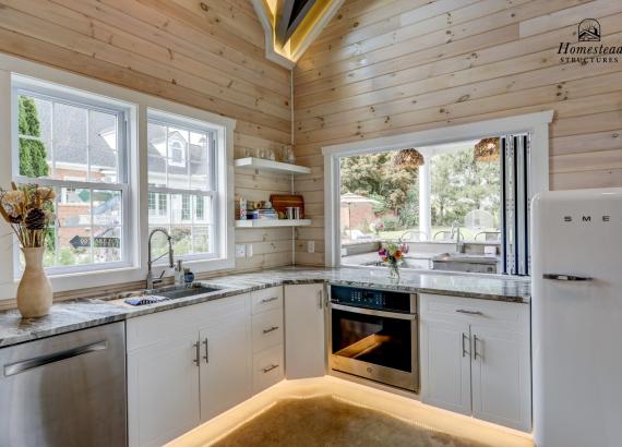 Finished Interior of 20' x 40' Custom Avalon Pool House with Outdoor Kitchen & Bar in Shenandoah Junction, WV