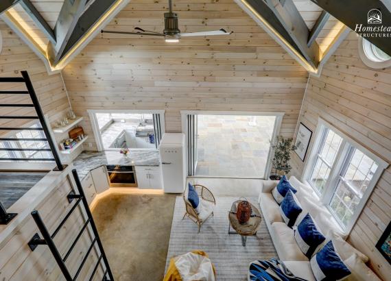 View from Loft in 20' x 40' Custom Avalon Pool House with Outdoor Kitchen & Bar in Shenandoah Junction, WV