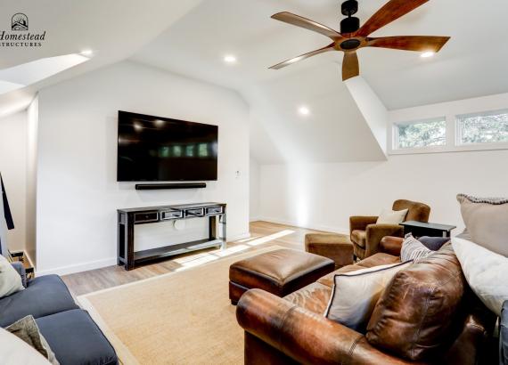 Interior Photo of Living Space in 21' x 43' 3-Car Garage in Wayne PA with 2nd floor Gym & Living Space