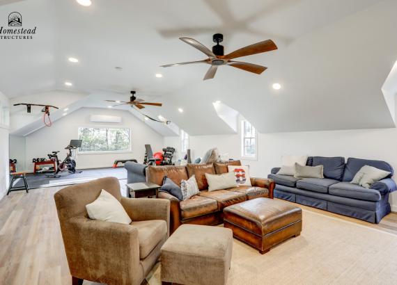 Interior Photo of Living Space in 21' x 43' 3-Car Garage in Wayne PA with 2nd floor Gym & Living Space