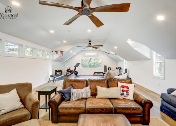 Interior Photo of Living Space in 21' x 43' 3-Car Garage in Wayne PA with 2nd floor Gym & Living Space