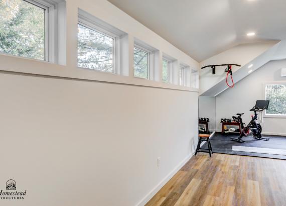 Interior Photo of Living Space in 21' x 43' 3-Car Garage in Wayne PA with 2nd floor Gym & Living Space