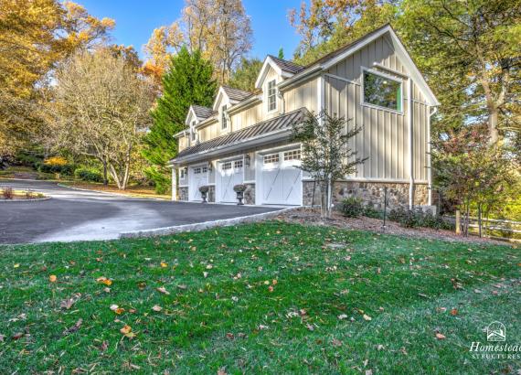 Exterior shot of 21' x 43' 3-Car Garage in Wayne PA with 2nd floor Gym & Living Space