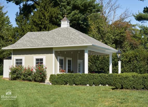 Side View of 22' x 24' Hip Roof Avalon Pool House in Bryn Mawr, PA