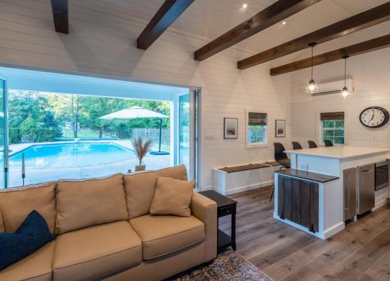 Interior shot of 22' x 34' Custom A-Frame Pool House in Glenmoore, PA