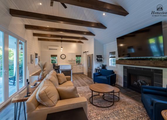 Interior shot of 22' x 34' Custom A-Frame Pool House in Glenmoore, PA