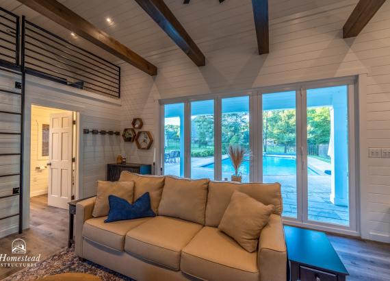 Interior shot of 22' x 34' Custom A-Frame Pool House in Glenmoore, PA