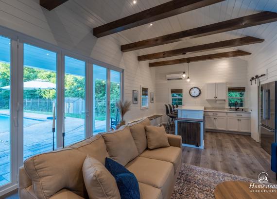 Interior shot of 22' x 34' Custom A-Frame Pool House in Glenmoore, PA