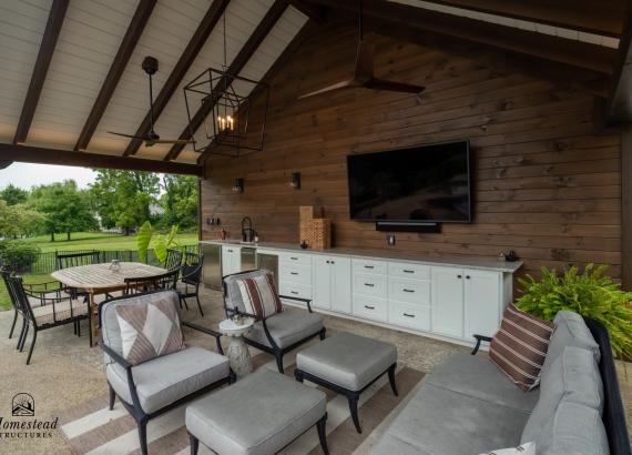 Interior view of 24' x 14' Timber Frame Belmar Pavilion in Phoenixville PA 