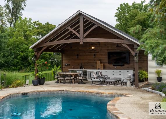 Exterior Shot of 24' x 14' Timber Frame Belmar Pavilion in Phoenixville PA 