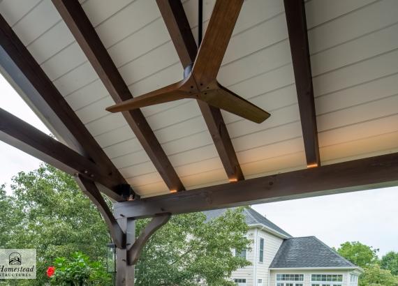 Ceiling Fan of 24' x 14' Timber Frame Belmar Pavilion in Phoenixville PA 